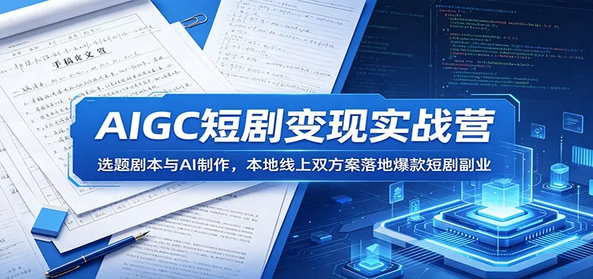 AIGC短剧变现实战营：选题剧本与AI制作，本地线上双方案落地爆款短剧副业-706资源网