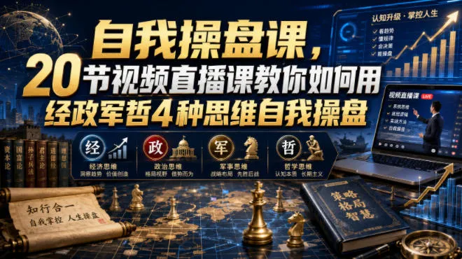 【无水印】自我操盘课,20节视频直播课教你如何用经政军哲4种思维自我操盘(更新0924)-706资源网