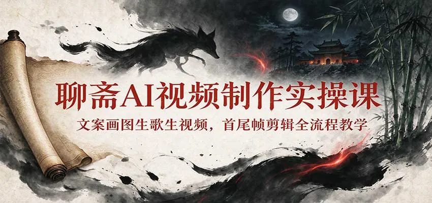 聊斋AI视频制作实操课:文案画图生歌生视频,首尾帧剪辑全流程教学-706资源网