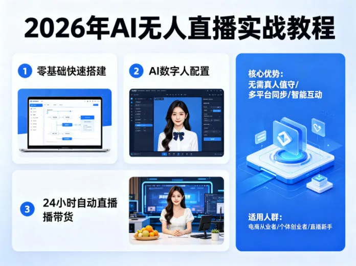 2026年AI无人直播实战教程，零基础也能快速搭建AI数字人无人直播间，实现24小时自动直播带货-706资源网