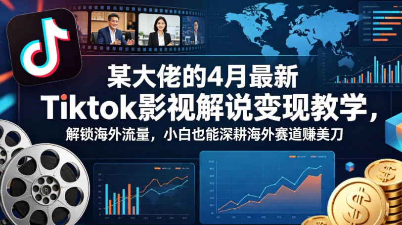 某大佬的4月最新Tiktok影视解说变现教学，解锁海外流量，小白也能深耕海外赛道賺美刀-706资源网