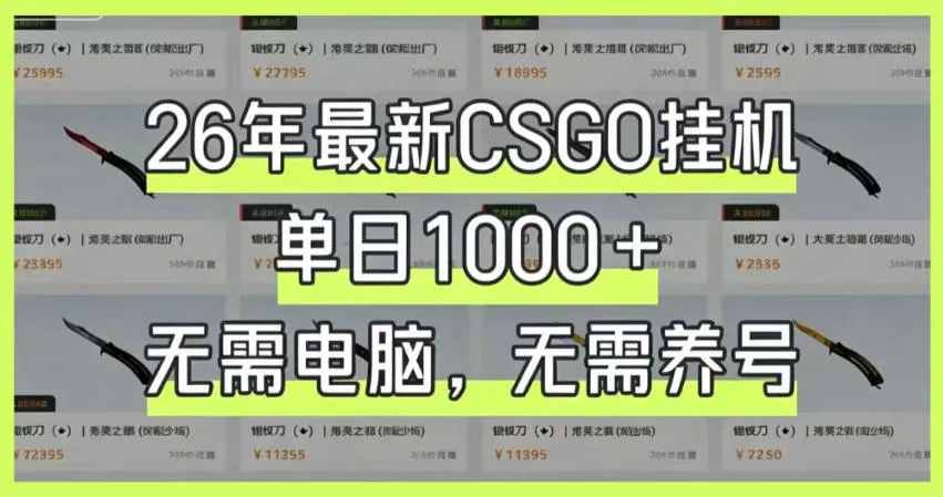 26年最新CSGO挂G系统，单日1000+，无需电脑，无需养号，0基础可上手【揭秘】-706资源网