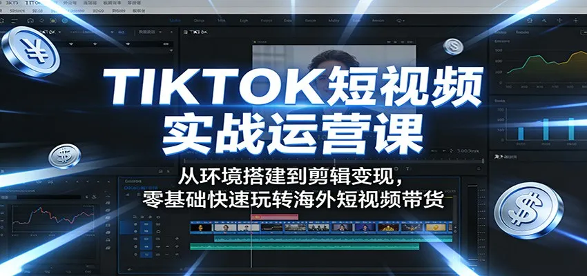 TIKTOK短视频实战运营课：从环境搭建到剪辑变现，零基础快速玩转海外短视频带货-706资源网