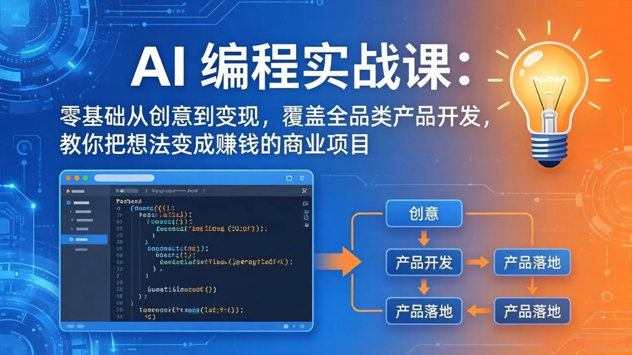 AI编程实战课-第三期-5月3更新：零基础从创意到变现，覆盖全品类产品开发，把想法变成赚钱项目-706资源网