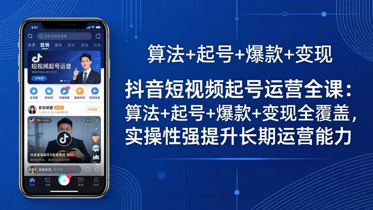 抖音短视频起号运营全课：算法+起号+爆款+变现全覆盖，实操性强提升长期运营能力-706资源网