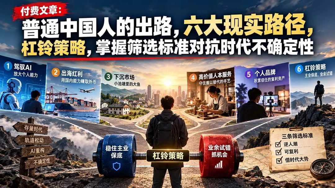 (21058期)付费文章:普通中国人的出路,六大现实路径,杠铃策略,掌握筛选标准对抗时代不确定性-706资源网