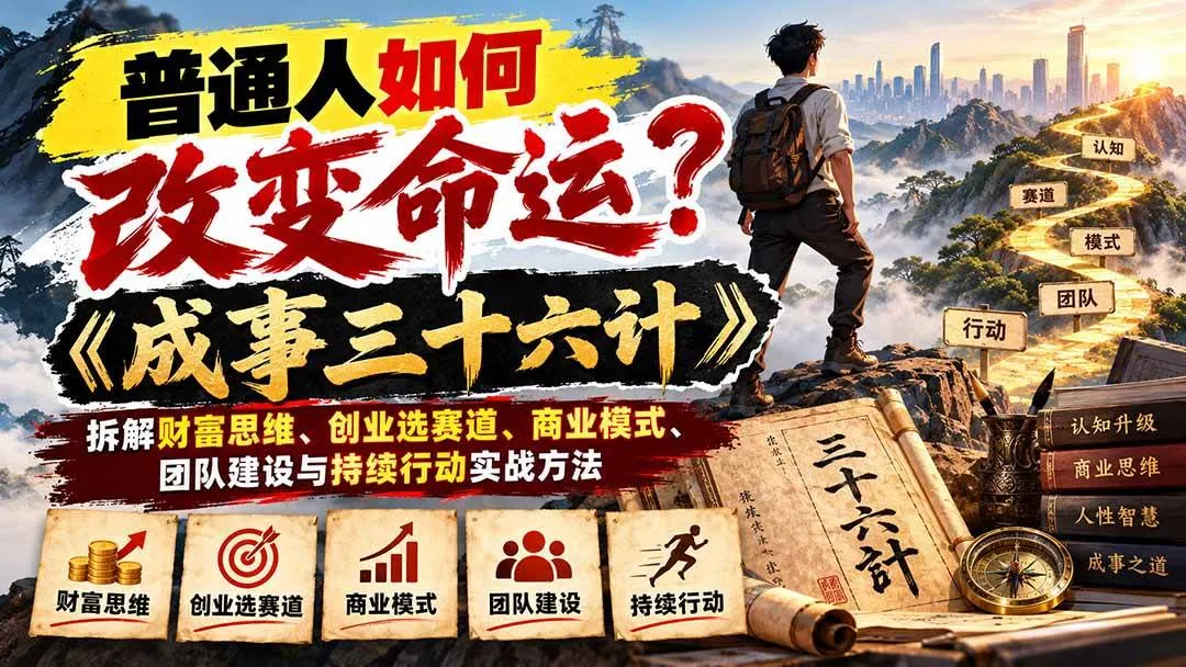 (21130期)普通人如何改变命运?《成事三十六计》拆解财富思维、创业选赛道、商业模式、团队建设与持续行动实战方法-706资源网