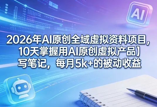 2026年AI原创全域虚拟资料项目，10天掌握用AI原创虚拟产品＋写笔记，每月5k+的被动收益-706资源网