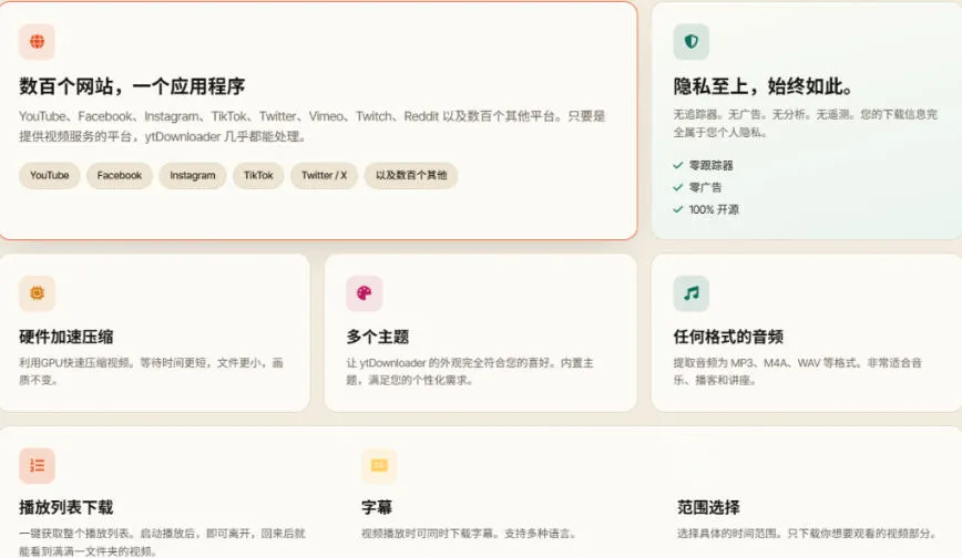 YouTube、B站超100+平台视频免费下载，超级好用，多平台免费开源热门视频下载器ytDownloader-706资源网