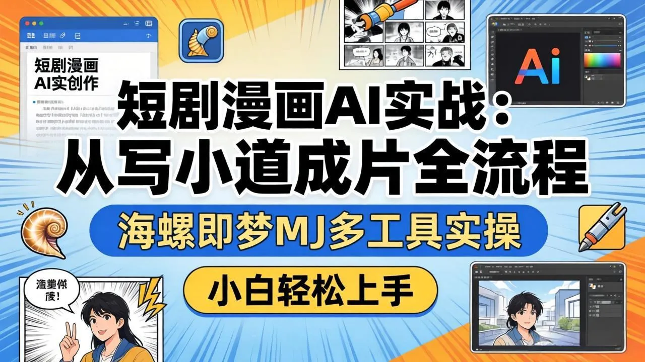 短剧漫画AI实战：从写小说到成片全流程，海螺即梦MJ多工具实操，小白轻松上手-706资源网