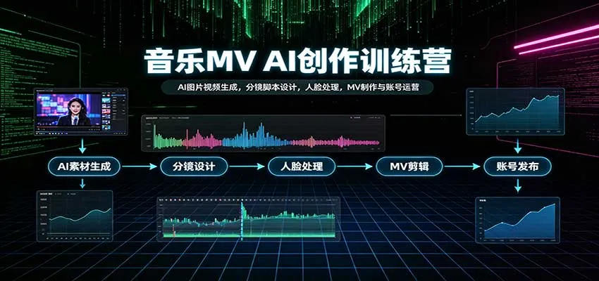 音乐MV AI创作训练营:AI图片视频生成,分镜脚本设计,人脸处理,MV制作与账号运营-706资源网