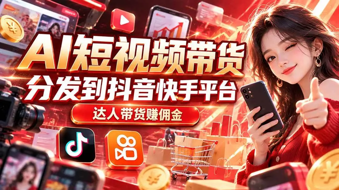 （20754期）【AI短视频带货】分发到抖音快手平台，达人带货赚佣金-706资源网