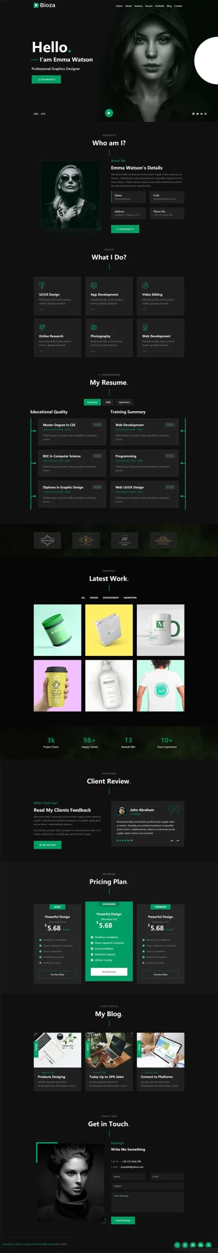 黑色图形设计师个人简历html模板-706资源网