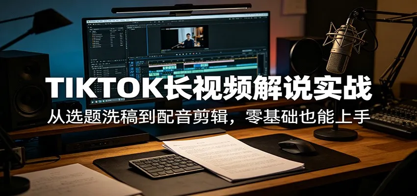 TIKTOK长视频解说实战：从选题洗稿到配音剪辑，零基础也能上手-706资源网