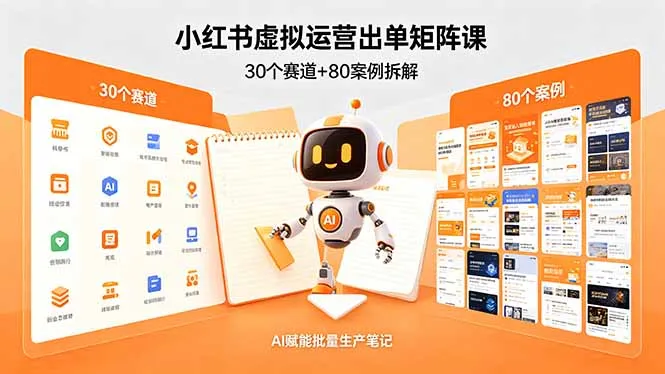 小红书虚拟运营出单矩阵课：30个赛道+80案例拆解，AI赋能批量生产笔记-706资源网