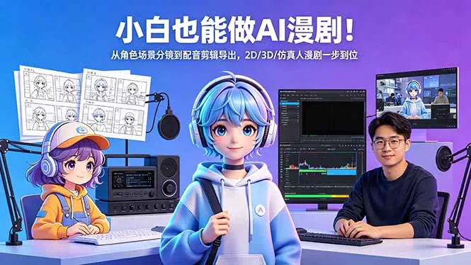 小白也能做AI漫剧！从角色场景分镜到配音剪辑导出，2D/3D/仿真人漫剧一步到位-706资源网