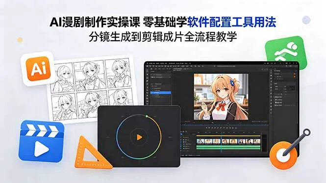 AI漫剧制作实操课 零基础学软件配置工具用法 分镜生成到剪辑成片全流程教学-706资源网