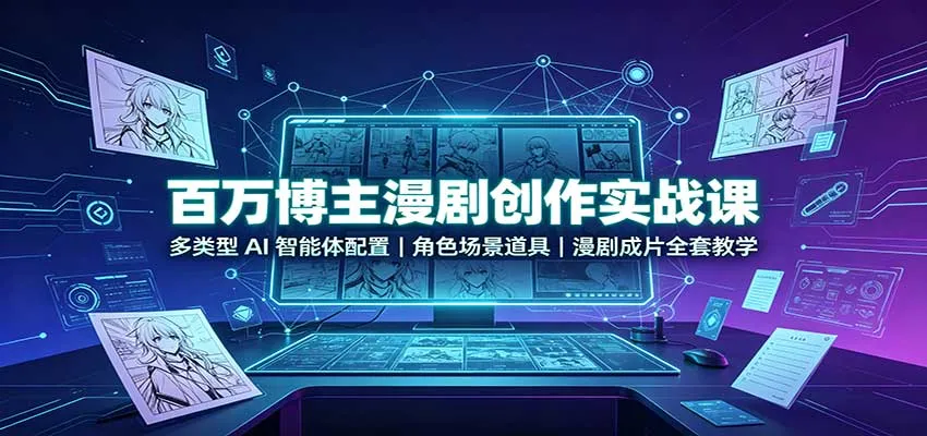 百万博主漫剧创作实战课：多类型AI智能体配置，角色场景道具，漫剧成片全套教学-706资源网