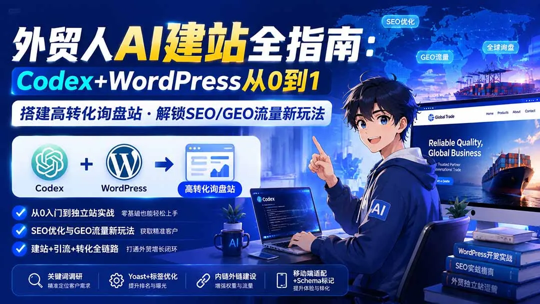 外贸人AI建站全指南：Codex+WordPress从0到1·搭建高转化询盘站·解锁SEO/GEO流量新玩法-更新-706资源网