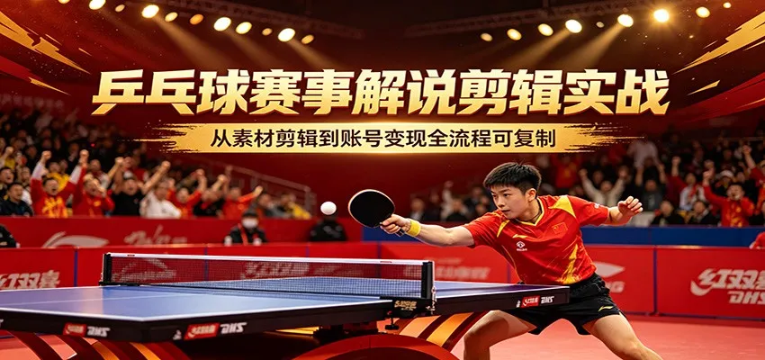 乒乓球赛事解说剪辑实战，从素材剪辑到账号变现全流程可复制-706资源网