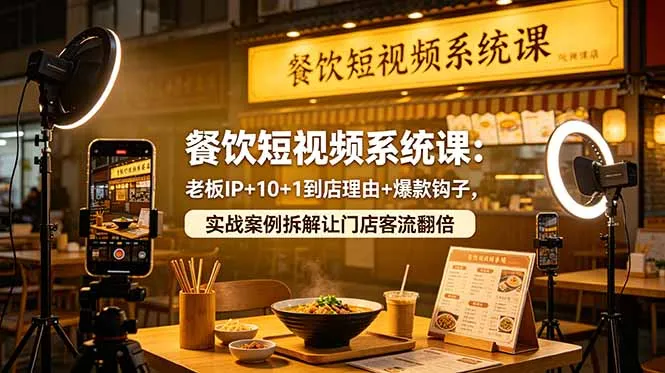 餐饮短视频系统课：老板IP+10+1到店理由+爆款钩子，实战案例拆解让门店客流翻倍-706资源网