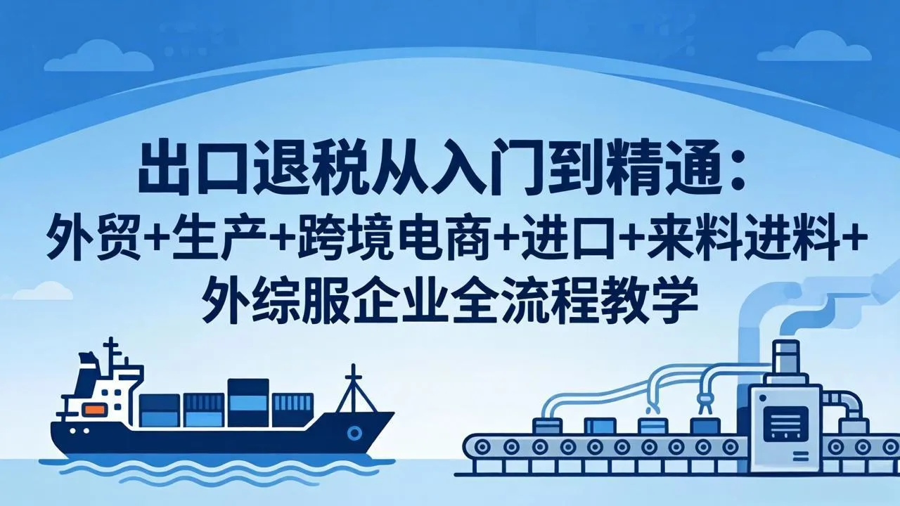 出口退税从入门到精通：外贸+生产+跨境电商+进口+来料进料+外综服企业全流程教学-706资源网