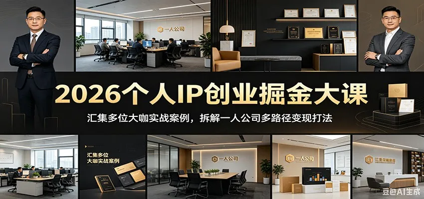 2026个人IP创业掘金大课：汇集多位大咖实战案例，拆解一人公司多路径变现打法-706资源网