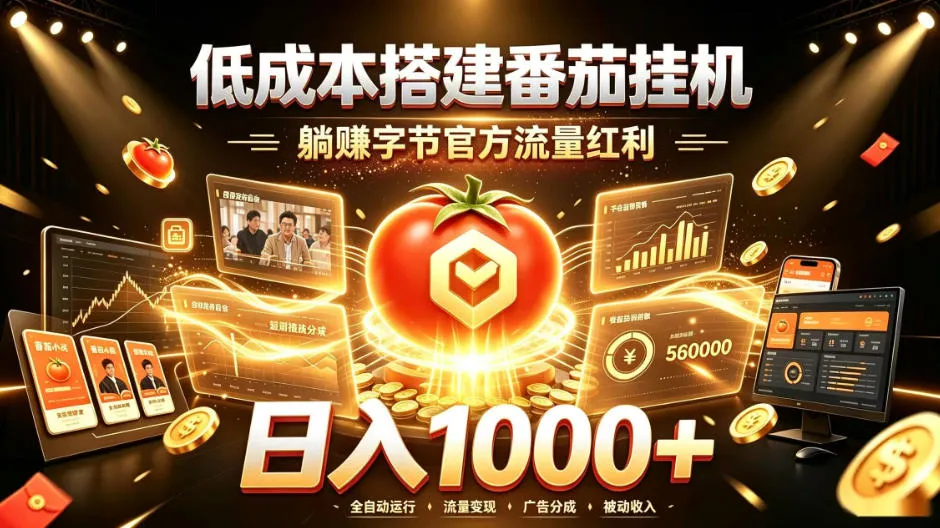低成本搭建番茄挂G,躺賺字节官方流量红利,日入1k+,全程傻瓜式落地【揭秘】-706资源网