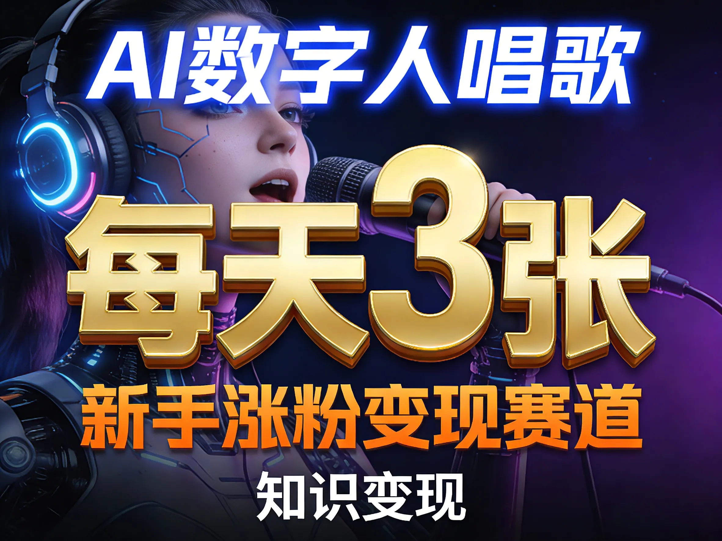 AI数字人唱歌，新手涨粉变现赛道，每天3张和知识付费，副业必备-706资源网