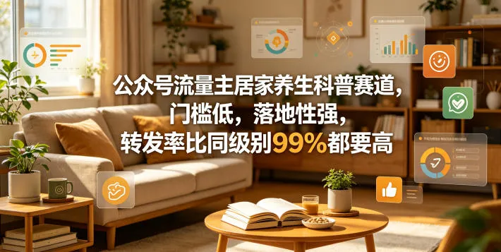 公众号流量主居家养生科普赛道,门槛低,落地性强,转发率比同级别99%都要高-706资源网