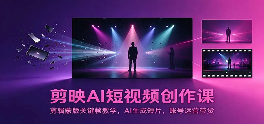 剪映AI短视频创作课：剪辑蒙版关键帧教学，AI生成短片，账号运营带货-706资源网