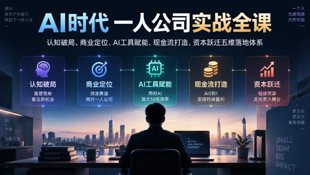 AI时代一人公司实战全课｜认知破局、商业定位、AI工具赋能、现金流打造、资本跃迁五维落地体系-706资源网