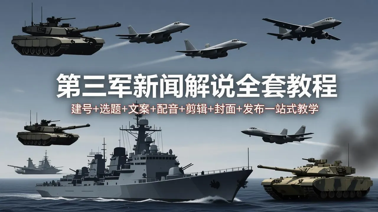 第三军迷新闻解说全套教程：建号+选题+文案+配音+剪辑+封面+发布一站式教学-706资源网