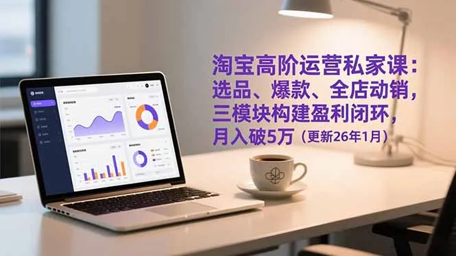 淘宝高阶运营私家课：选品、爆款、全店动销，三模块构建盈利闭环，月入破5万(更新26年1月-706资源网