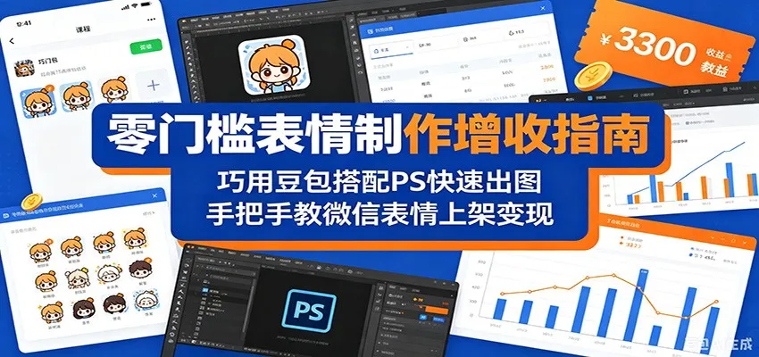 零门槛表情制作增收指南：巧用豆包搭配 PS 快速出图，手把手教微信表情上架变现-706资源网