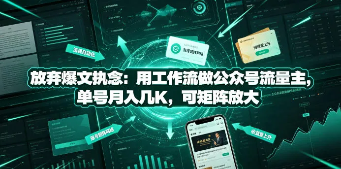 放弃爆文执念：用工作流做公众号流量主，单号月入几K，可矩阵放大-706资源网