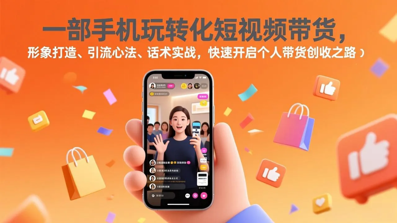 一部手机玩转化短视频带货，形象打造、引流心法、话术实战，快速开启个人带货创收之路-706资源网