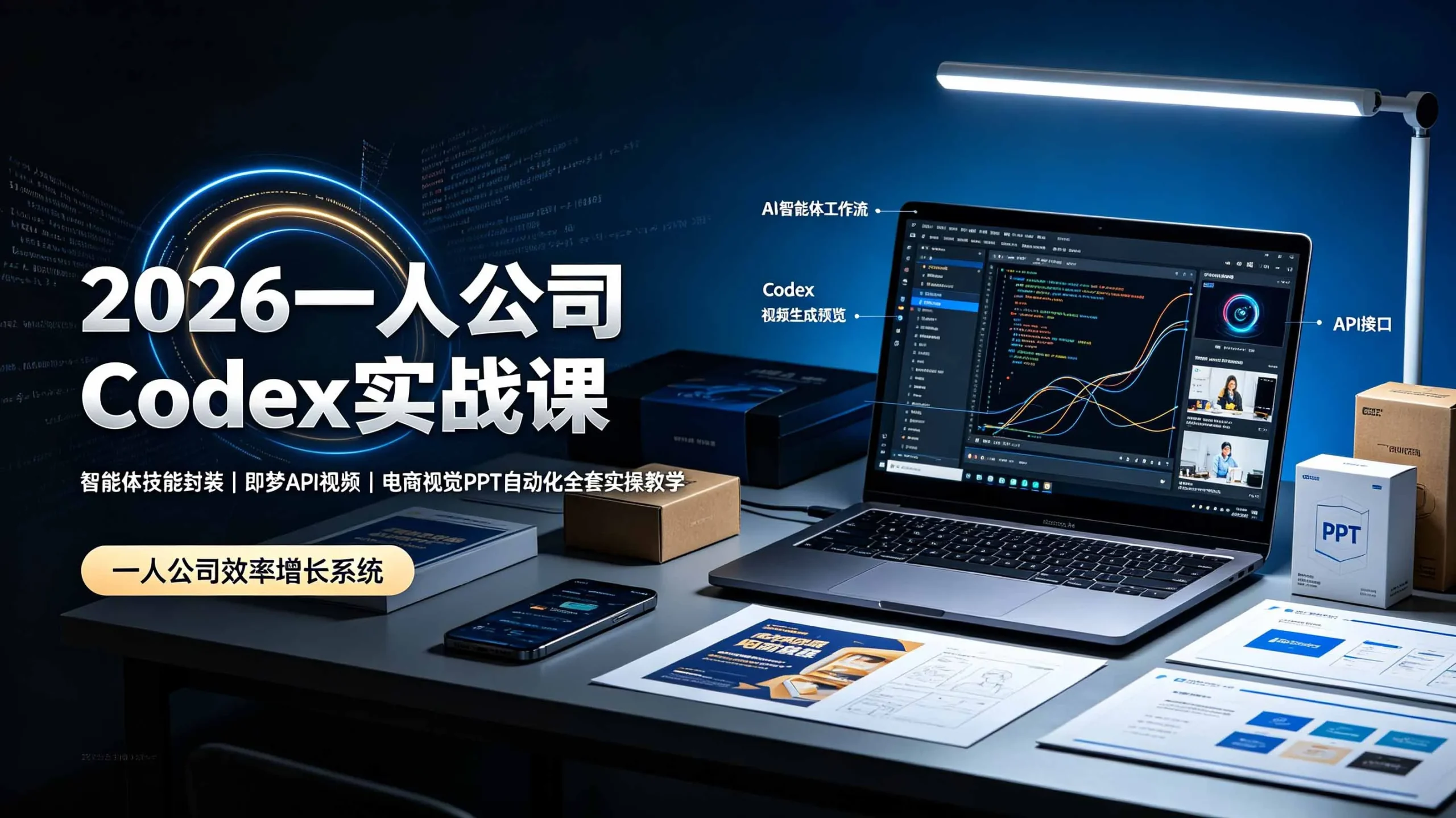 2026一人公司Codex实战课◆智能体技能封装｜即梦API视频｜电商视觉PPT自动化全套实操教学-706资源网