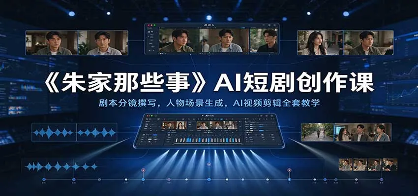 《朱家那些事》AI短剧创作课：剧本分镜撰写，人物场景生成，AI视频剪辑全套教学-706资源网