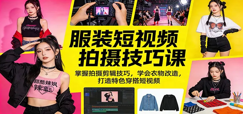 服装短视频拍摄技巧课：掌握拍摄剪辑技巧，学会衣物改造，打造特色穿搭短视频-706资源网