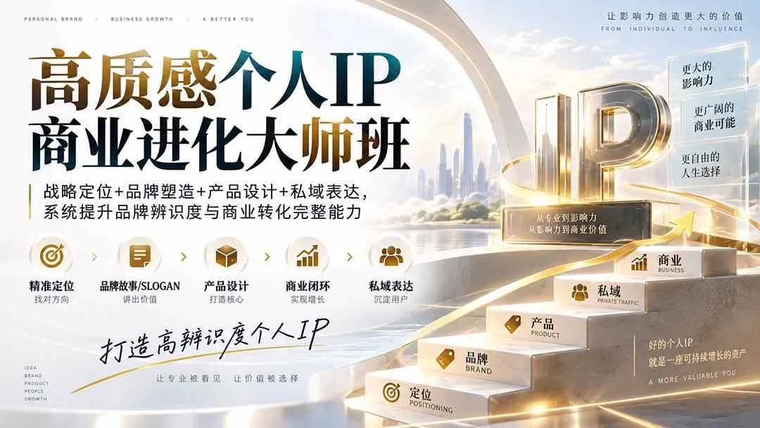 （20324期）高质感个人IP商业进化大师班：战略定位+品牌塑造+产品设计+私域表达，系统提升品牌辨识度与商业转化完整能力-706资源网