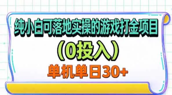 (20993期)纯小白可落地实操的游戏打金项目(0投入)单机单号30+-706资源网