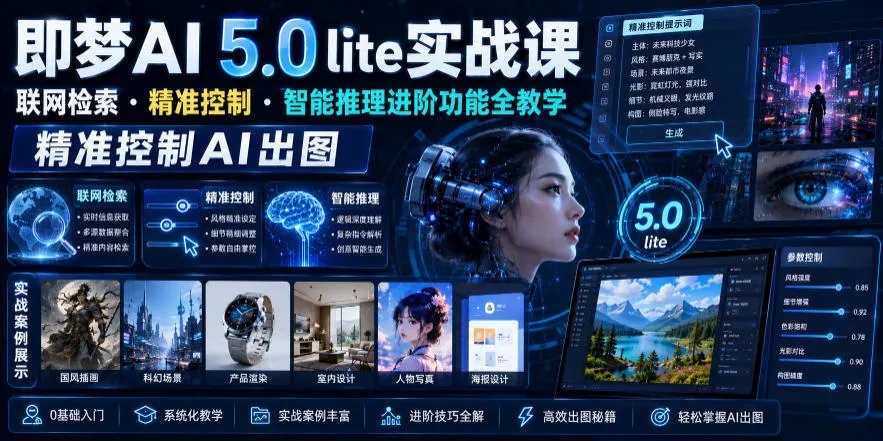 即梦AI 5.0 lite实战课，联网检索・精准控制・智能推理进阶功能全教学，精准控制AI出图-706资源网