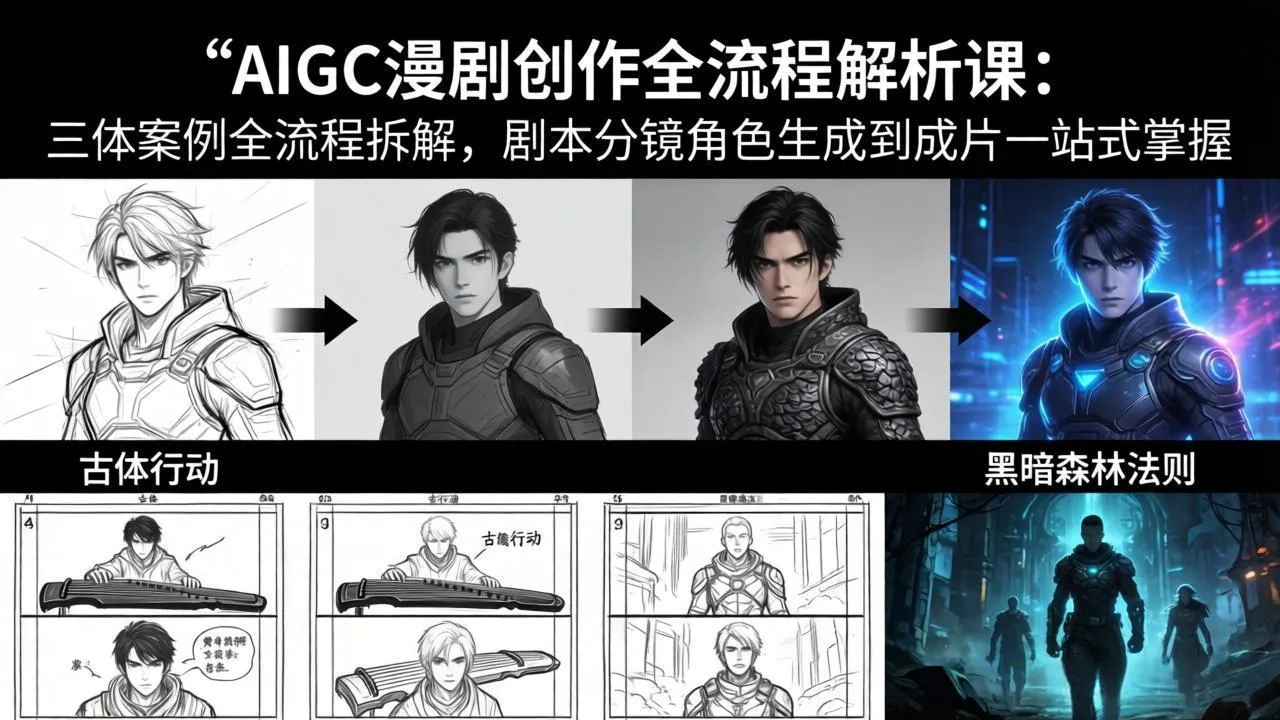 AIGC漫剧创作全流程解析课：三体案例全流程拆解，剧本分镜角色生成到成片一站式掌握-706资源网