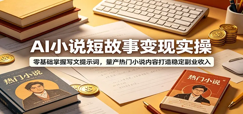 AI小说短故事变现实操：零基础掌握写文提示词，量产热门小说内容打造稳定副业收入-706资源网