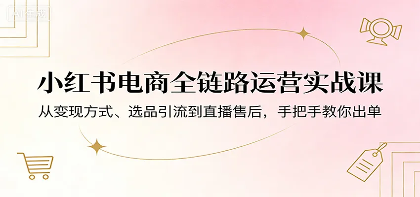 小红书电商全链路运营实战课：从变现方式、选品引流到直播售后，手把手教你出单-706资源网
