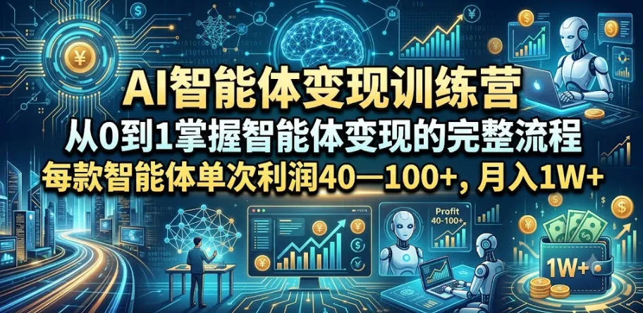 AI智能体变现训练营，从0到1掌握智能体变现的完整流程，每款智能体单次利润40—100+，月入1W+-706资源网