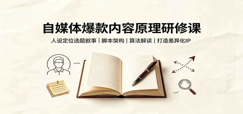 自媒体爆款内容原理研修课：人设定位选题叙事，脚本架构，算法解读打造差异化IP-706资源网