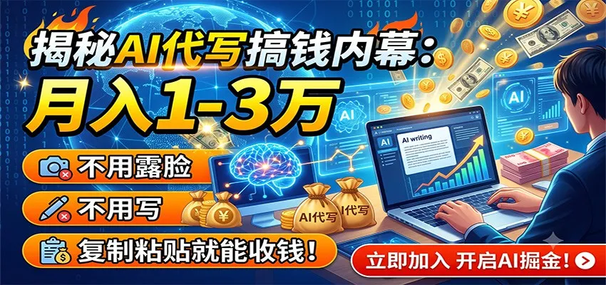 揭秘AI代写搞钱内幕：月入1-3万，不用露脸不用写，复制粘贴就能收钱！-706资源网