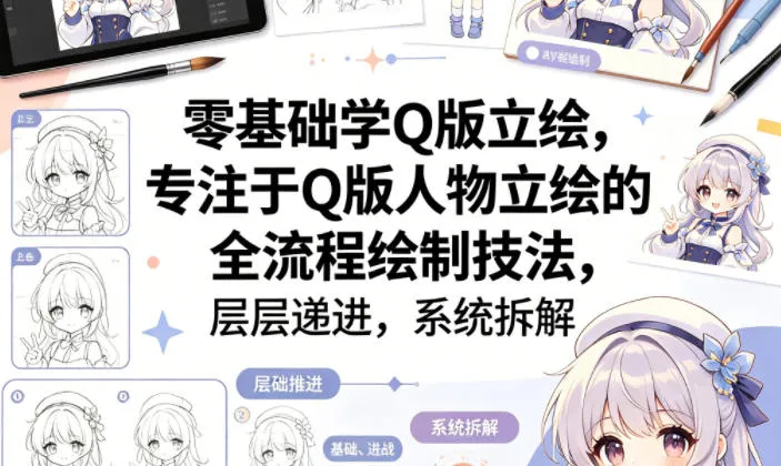 零基础学Q版立绘，专注于Q版人物立绘的全流程绘制技法，层层递进，系统拆解-706资源网